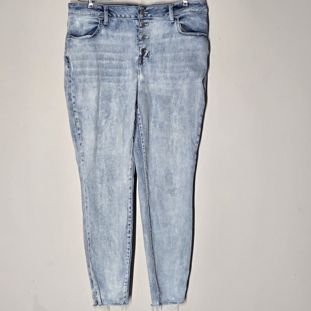 Maurice High Rise Exposed Button Fly Skinny Jeans Womens XL Stretch‎ Denim